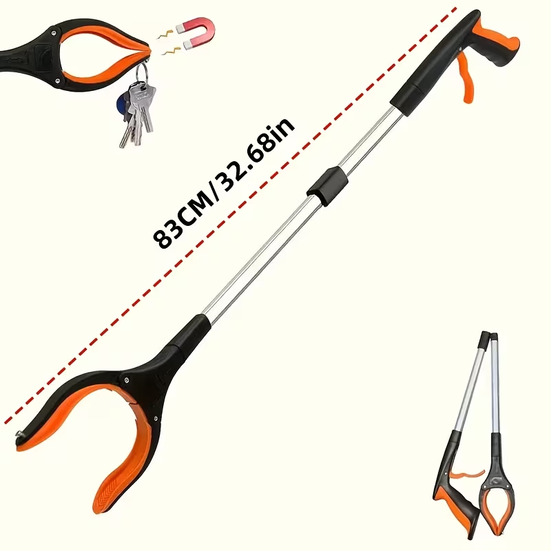 Folding Grabber Reacher Tool with Rotating Jaw & Magnetic Tip