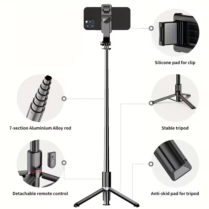40" Selfie Stick Tripod with Wireless Remote & 360° Rotation