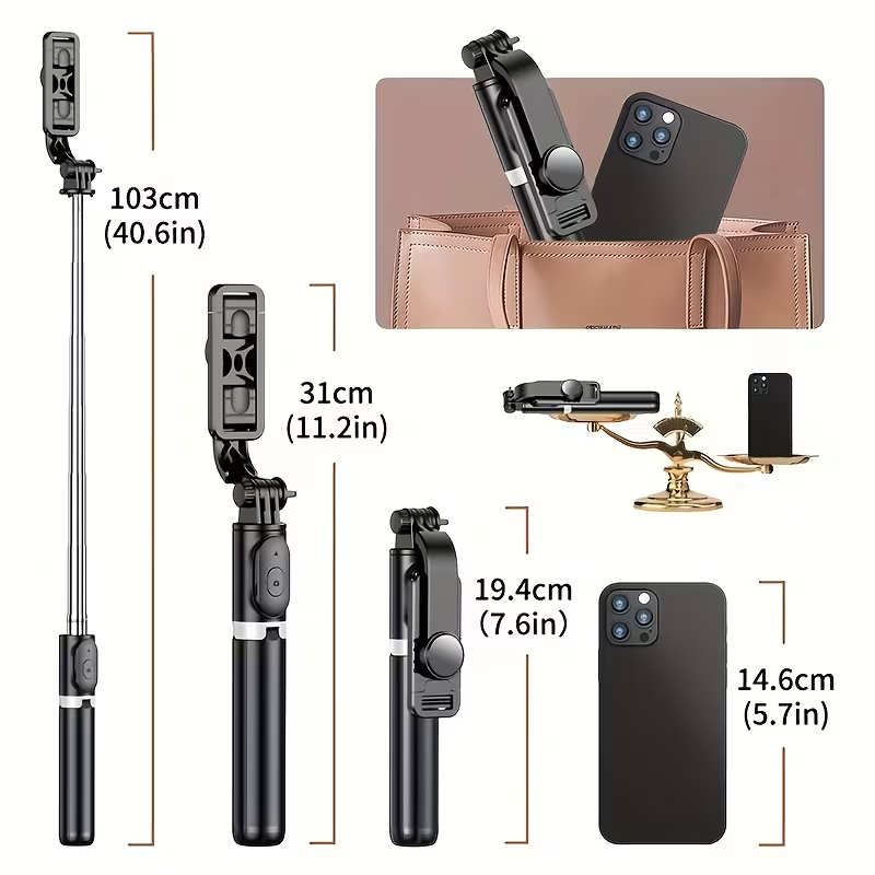 40" Selfie Stick Tripod with Wireless Remote & 360° Rotation