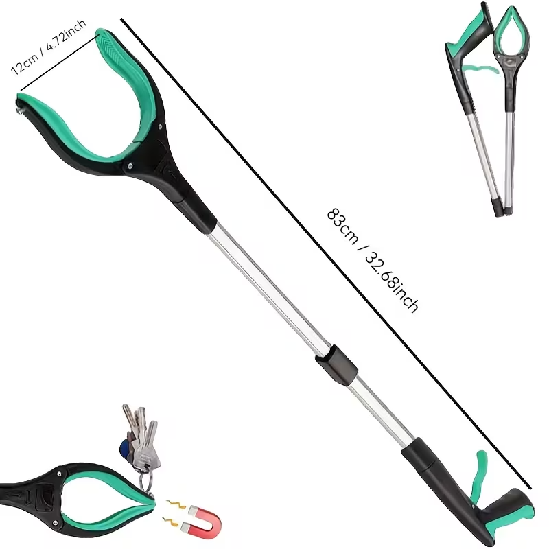 Folding Grabber Reacher Tool with Rotating Jaw & Magnetic Tip