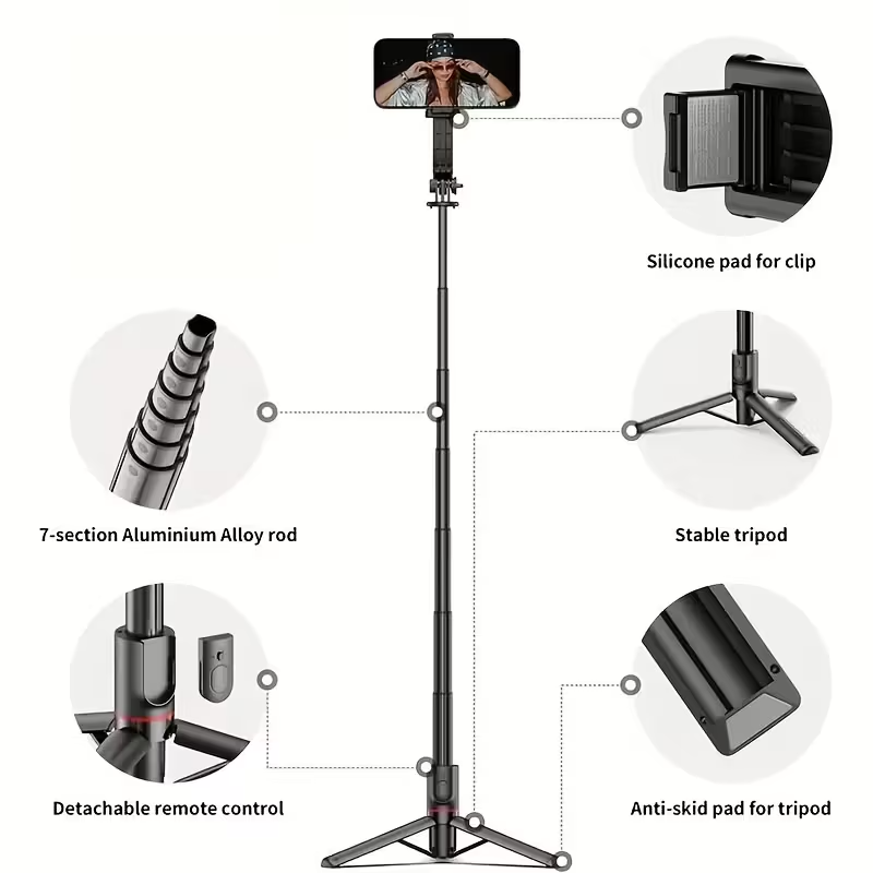 40" Selfie Stick Tripod with Wireless Remote & 360° Rotation