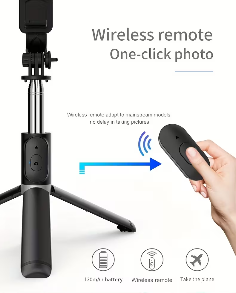 40" Selfie Stick Tripod with Wireless Remote & 360° Rotation